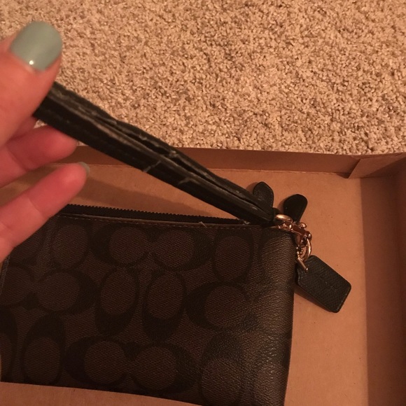 Coach Logo Double Zipper Wristlet Bag - Picture 7 of 7